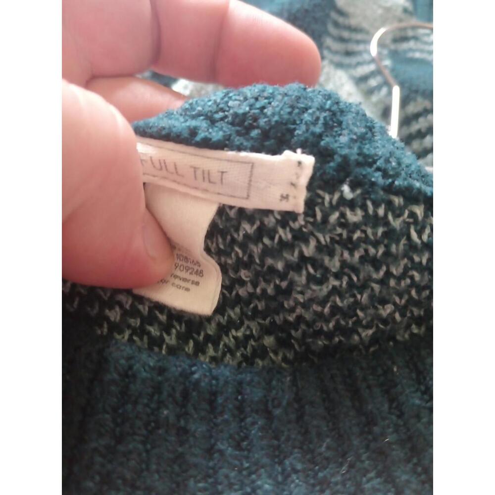 FULL TILT Wavy Checker Sweater Large Green  Y2K 90s Retro Size Medium - Picture 3 of 9